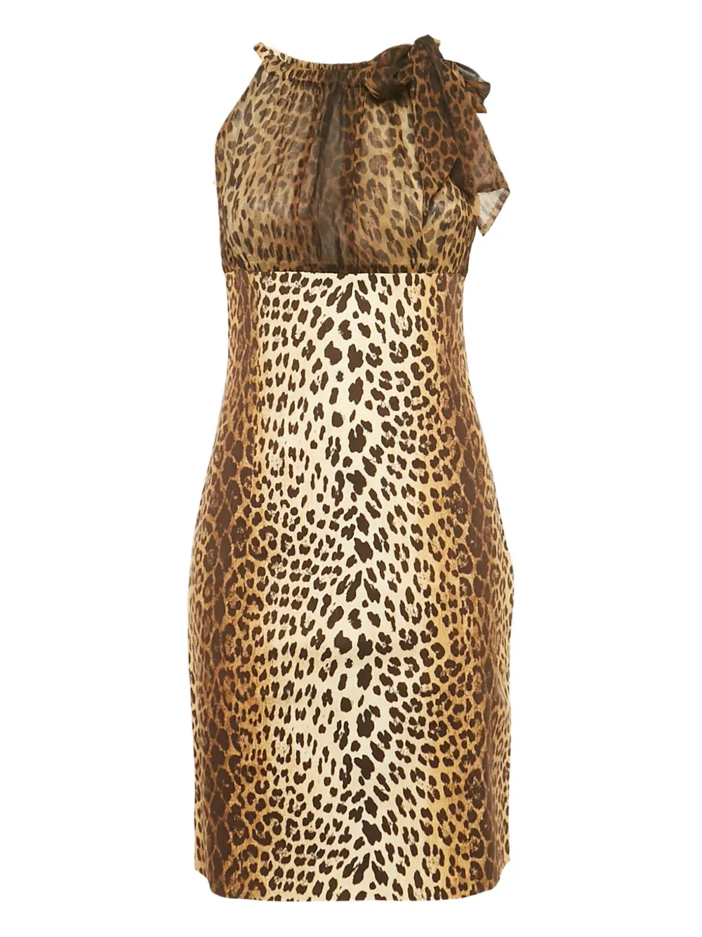 Love Moschino Abito leopardato con scollo all'americana - Marrone