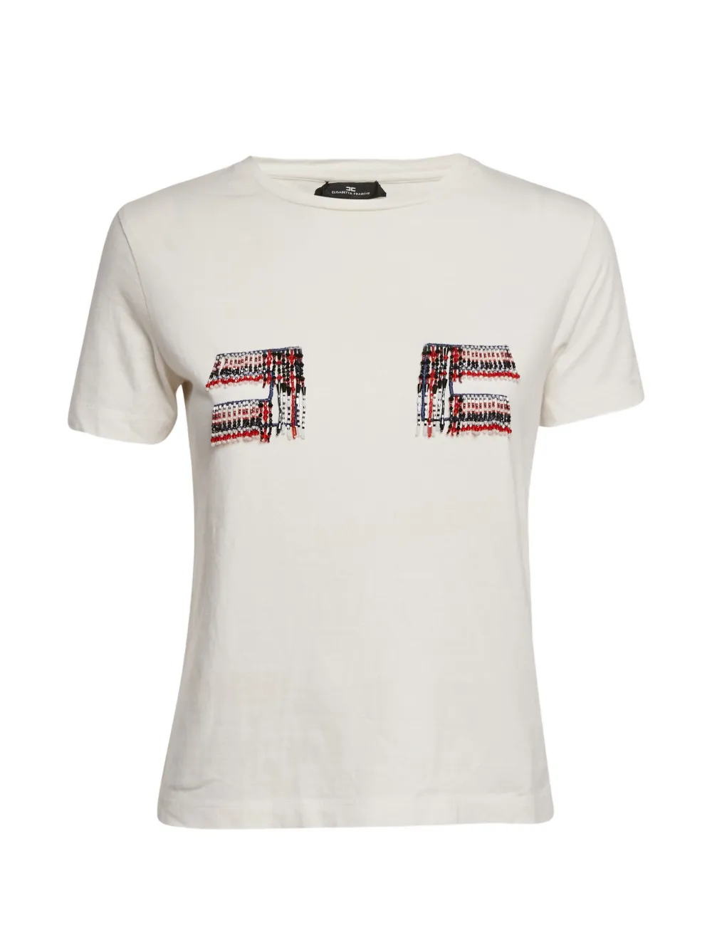 Elisabetta Franchi T-shirt girocollo con ricamo - Bianco