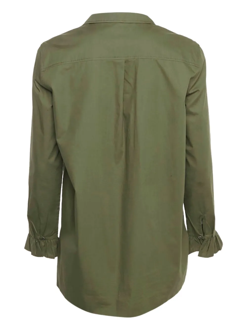 SANDRO Pre-owned Ruffle-cuff Cotton Blouse In Green