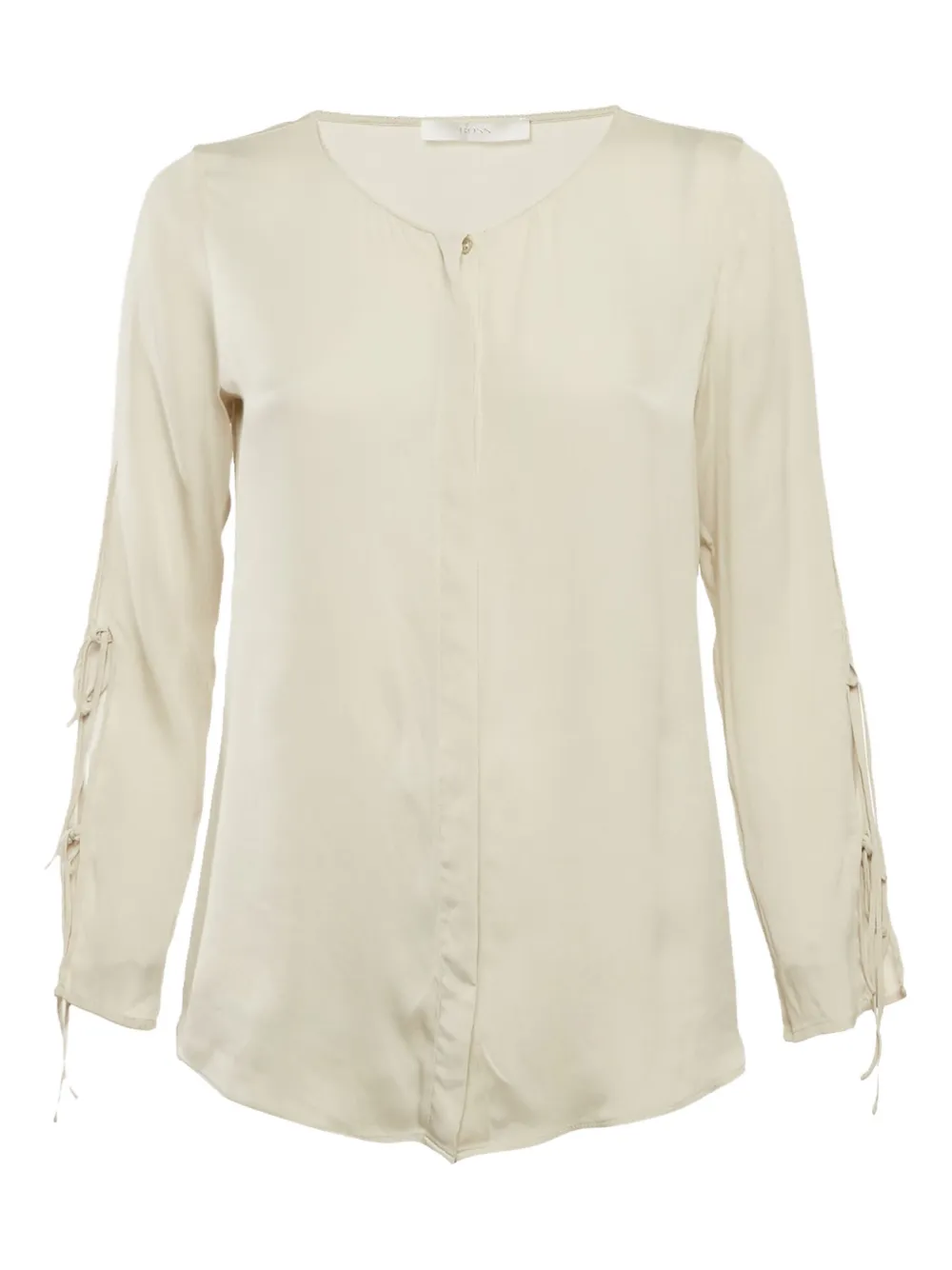 Pre-owned Hugo Boss Crepe Button-down Blouse In White