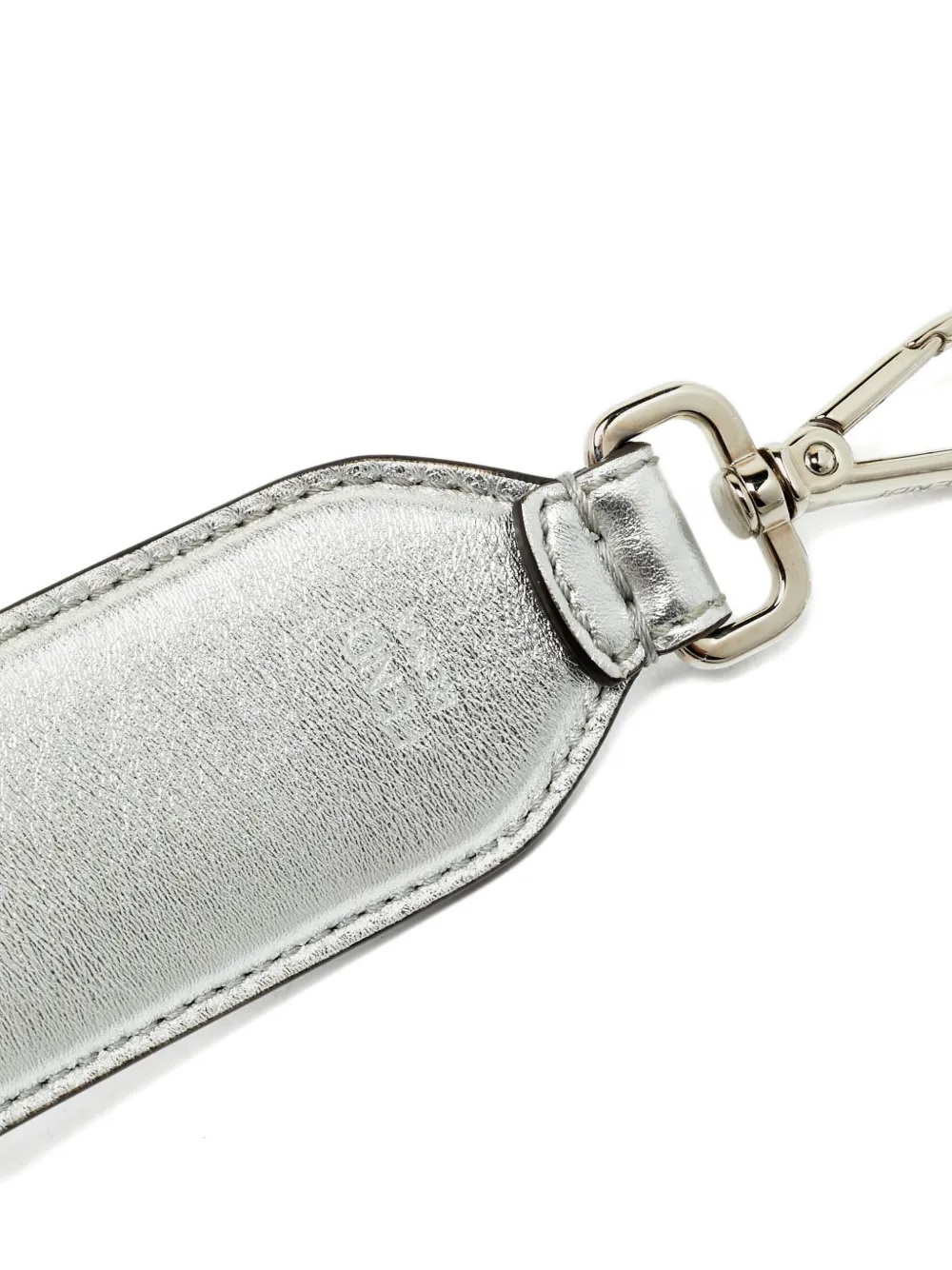 FENDI Pre-owned Zucca Embossed Leather Shoulder Strap In Silver