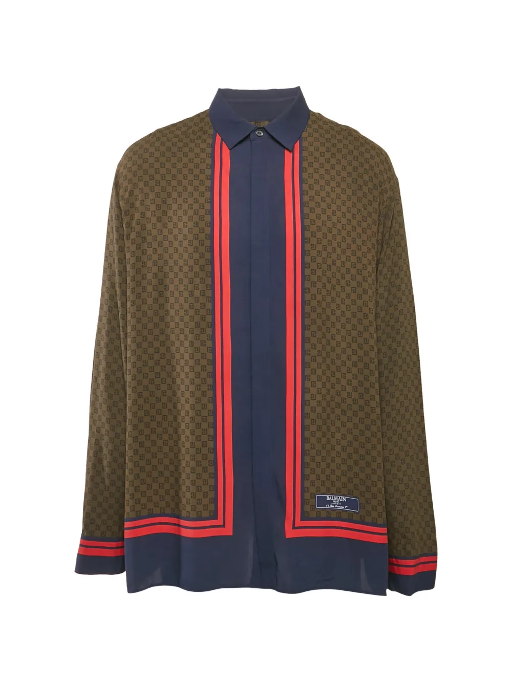 Pre-owned Balmain Monogram-print Shirt In Brown