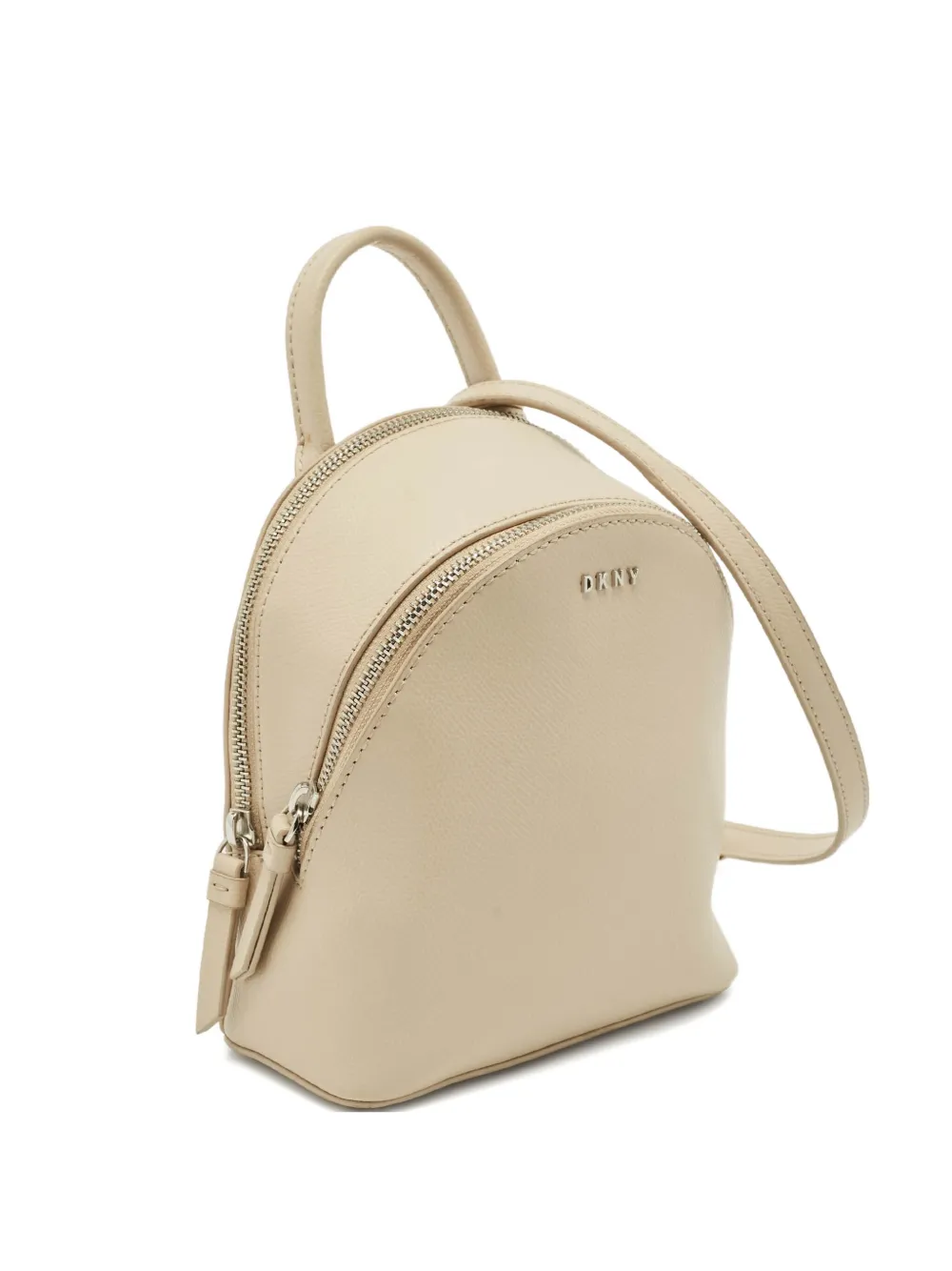 Pre-owned Dkny Mini Bryant Top-handle Leather Backpack In White