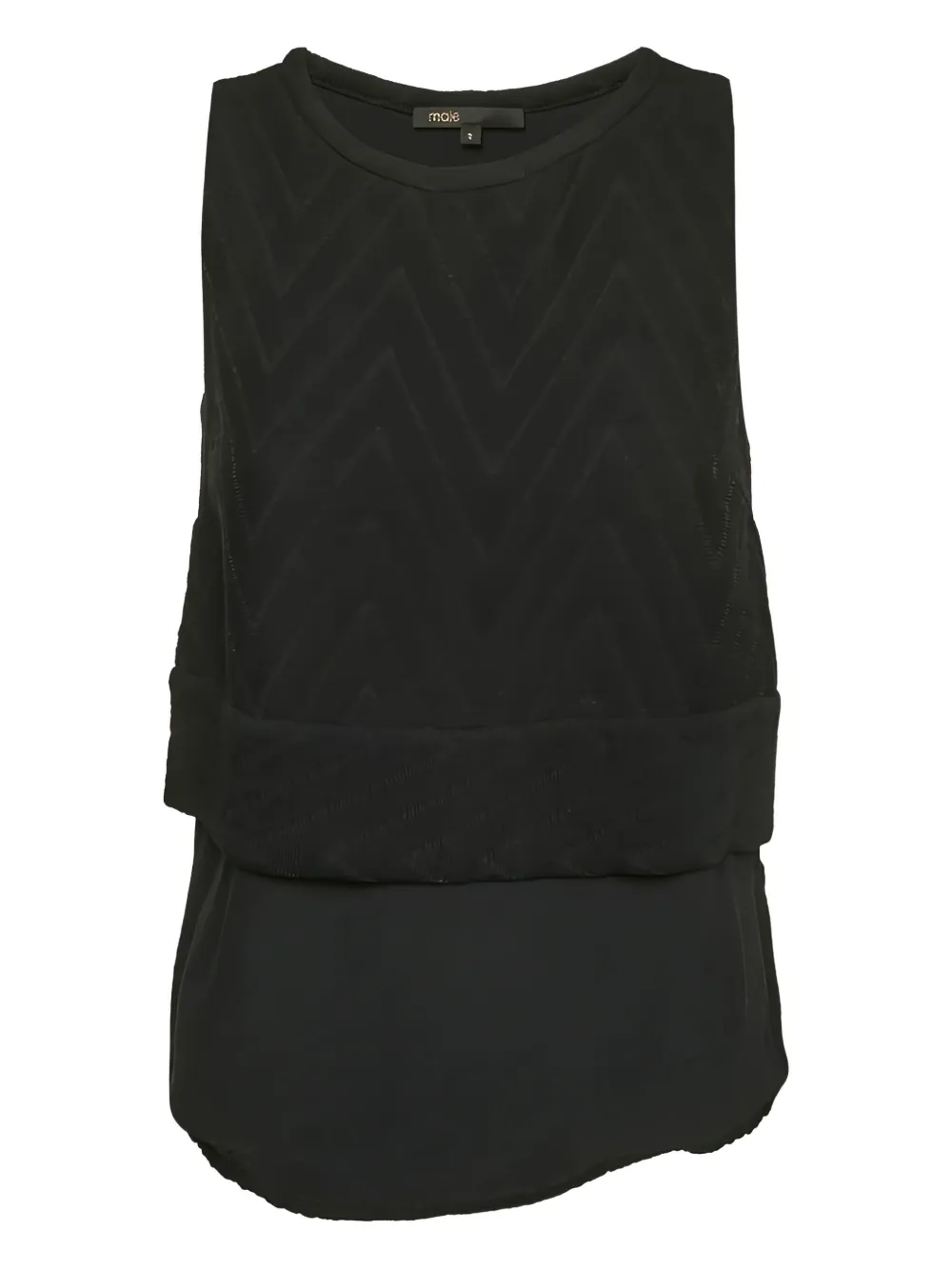 Maje crew-neck chevron-pattern top | Black | Image 1