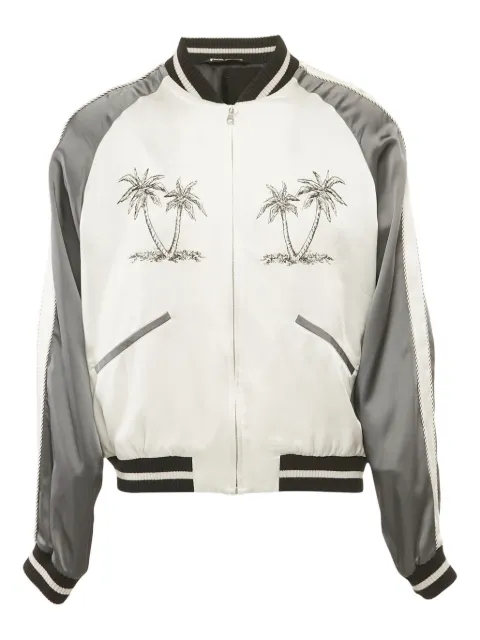 Palm Angels palm-tree embroidered satin bomber jacket
