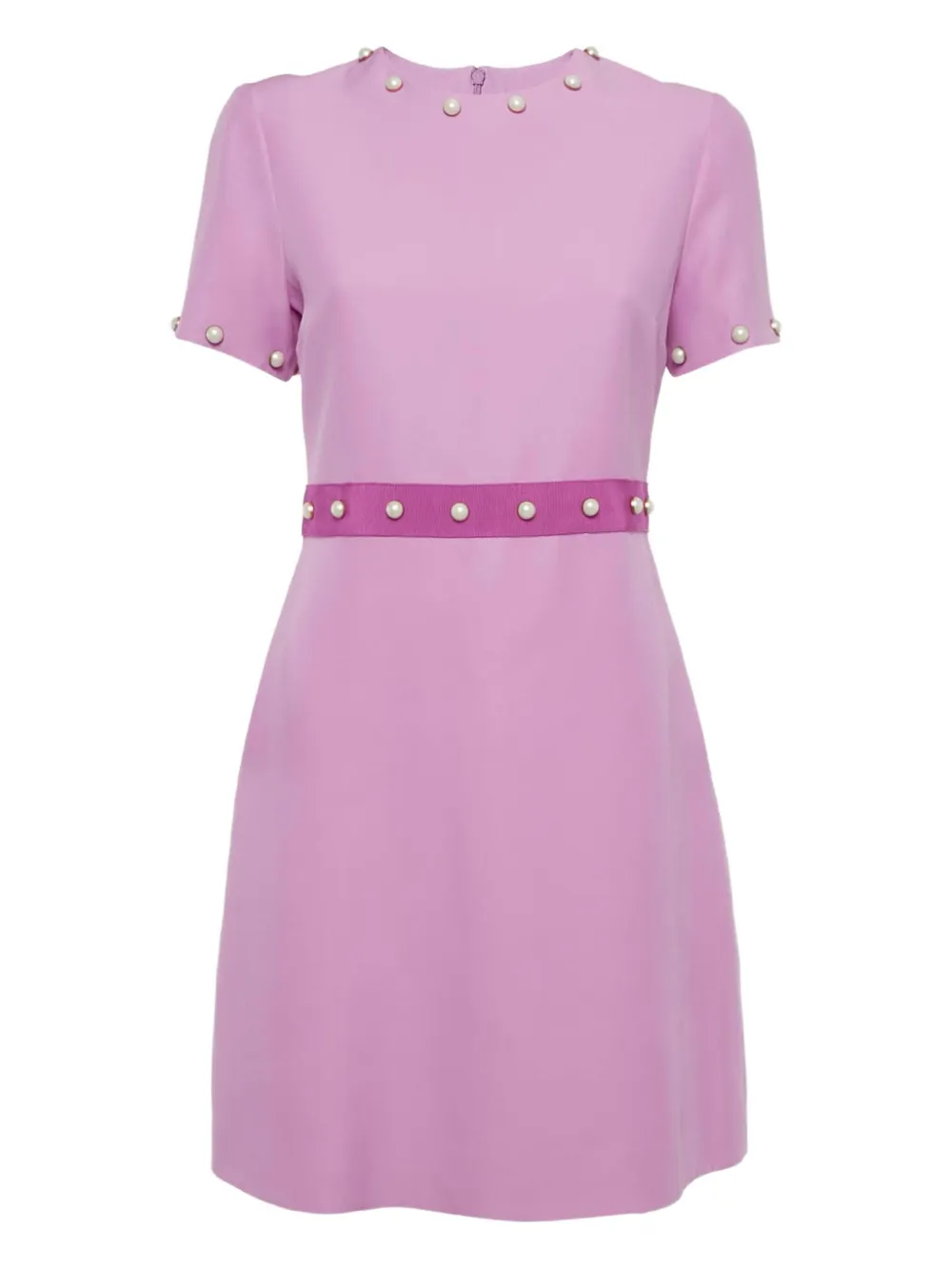 Pre-owned Gucci Pearl-embellished Mini Dress In Pink