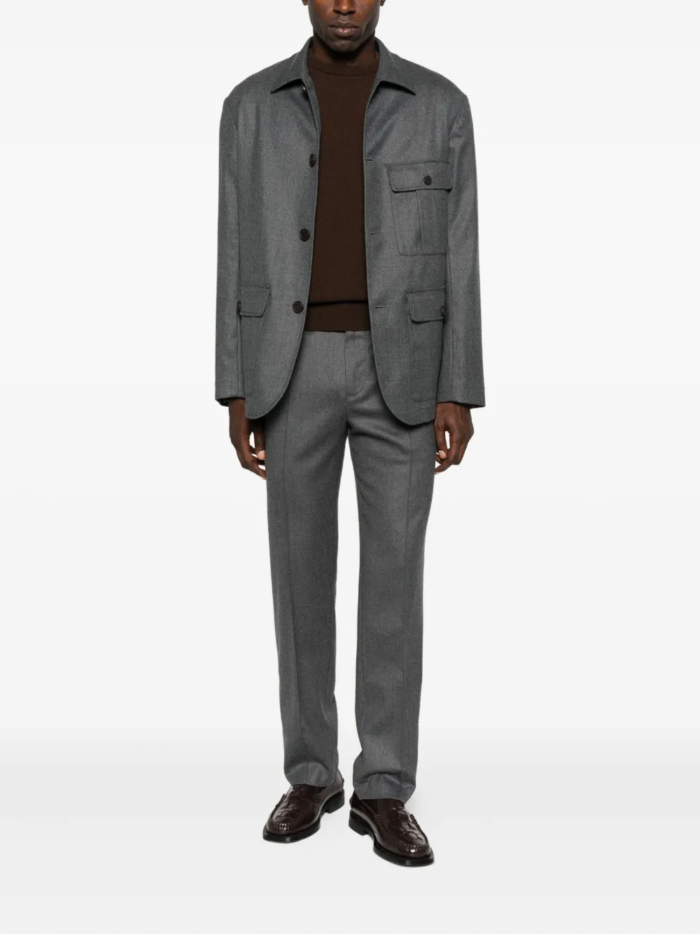 Emporio Armani Shirtjack van wolblend Grijs