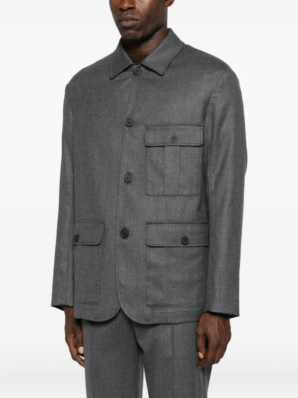 Emporio Armani Shirtjack van wolblend Grijs