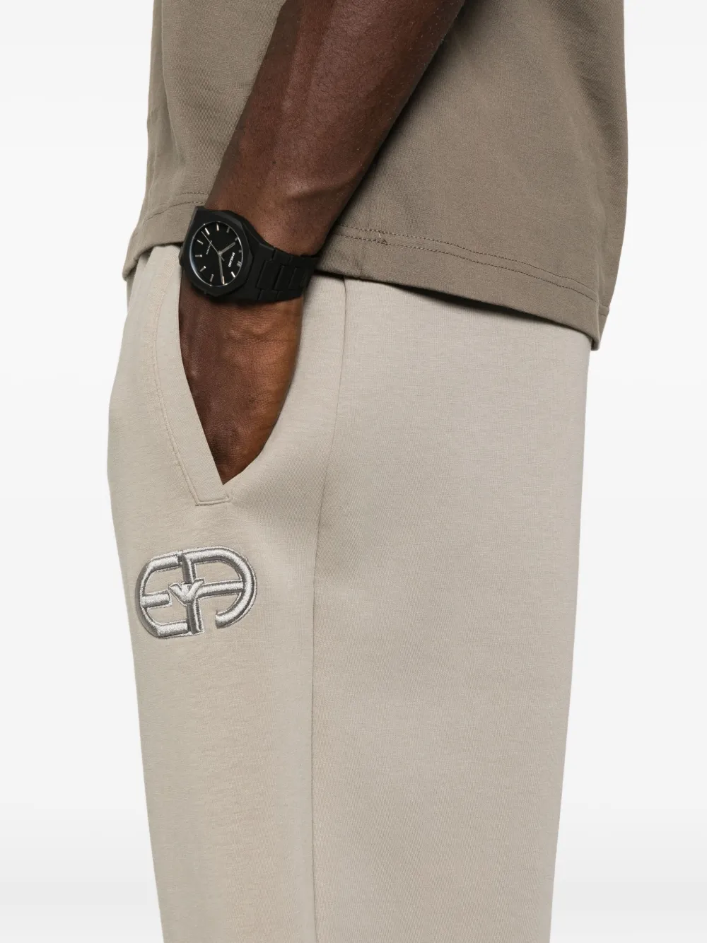 Emporio Armani Trainingsbroek met geborduurd logo Beige
