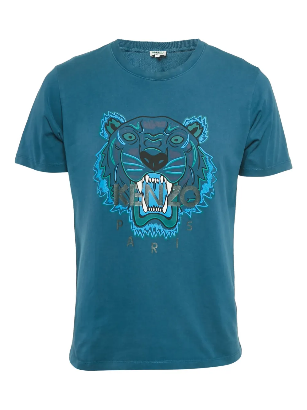 Pre-owned Kenzo Tiger-print Cotton T-shirt In Blue