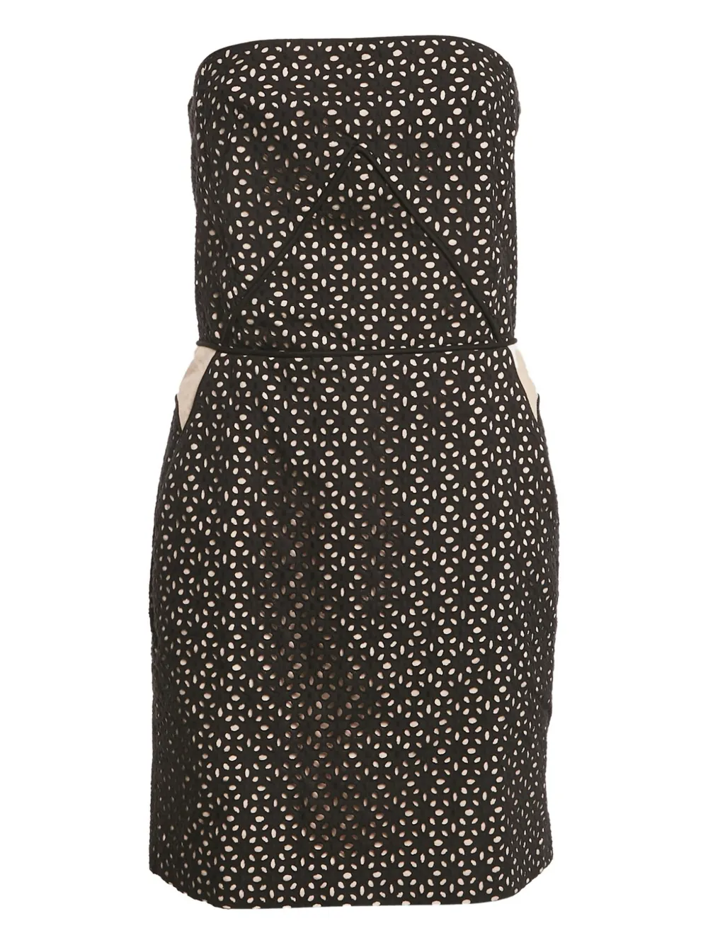 Pre-owned Maje Embroidered Strapless Dress In Black