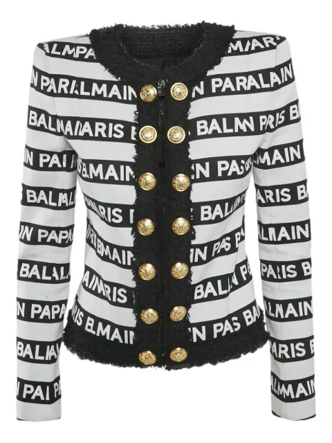 Balmain Pre-Owned logo-striped tweed jacket