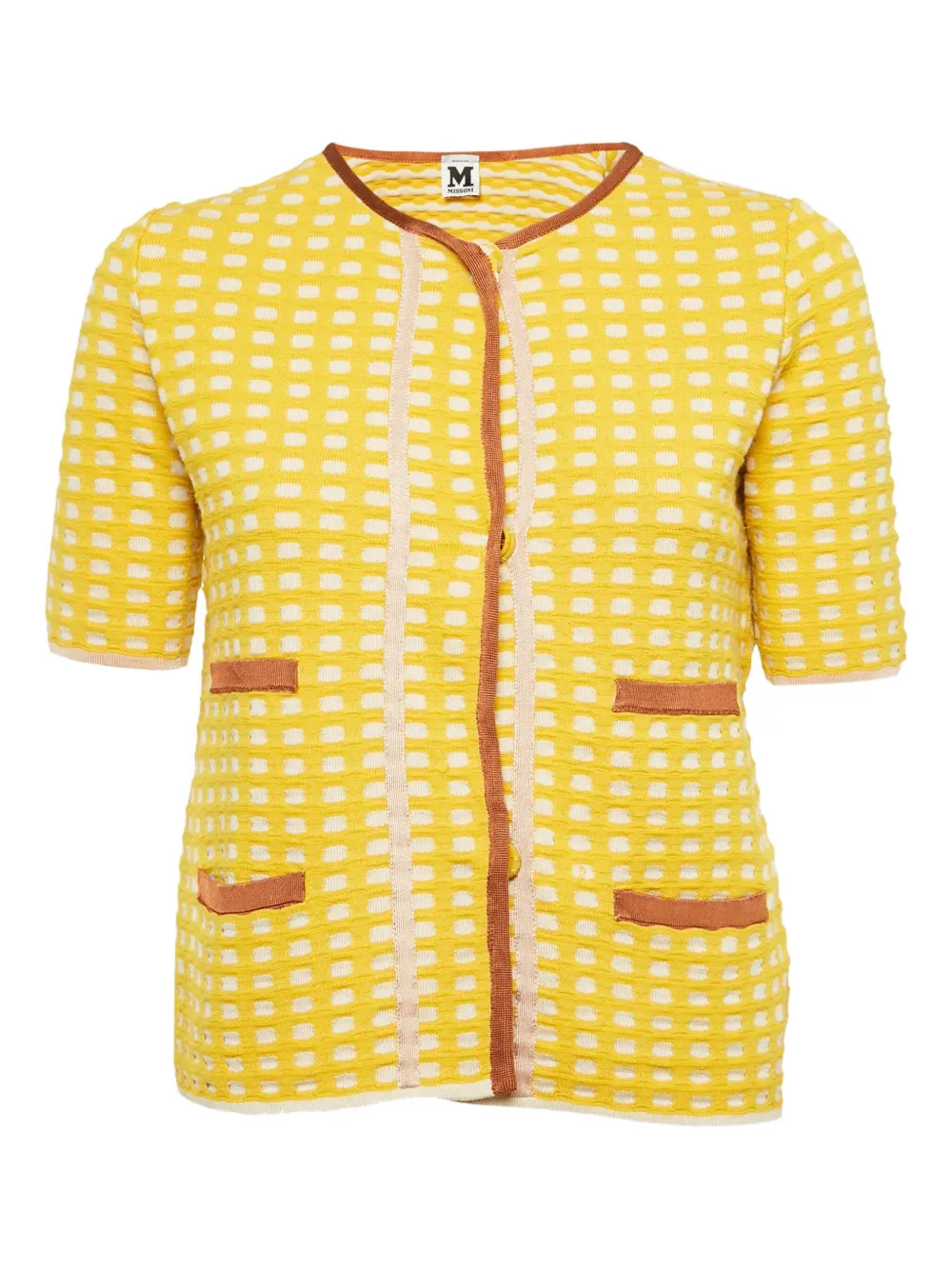 Pre-owned Missoni Patterned Knit Cardigan In Yellow