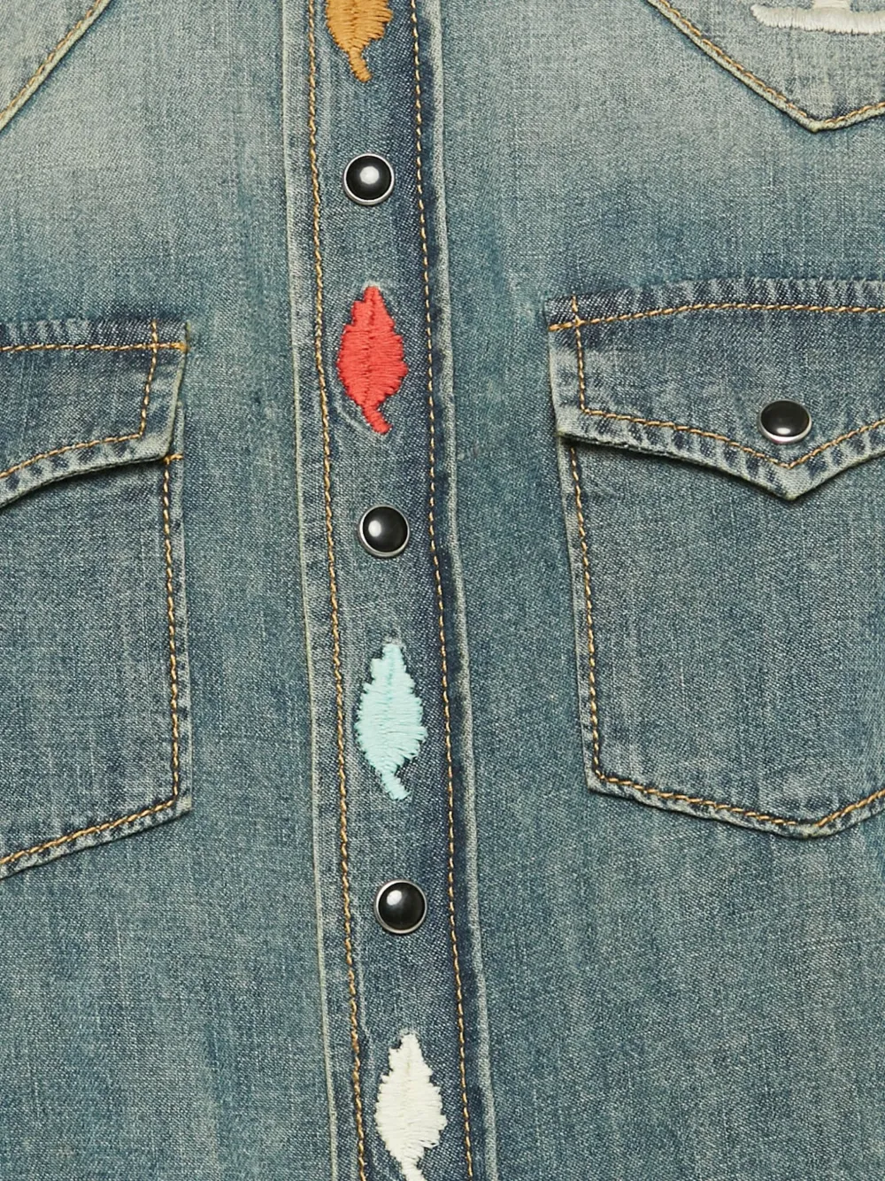 Pre-owned Saint Laurent Embroidered Denim Shirt In Blue