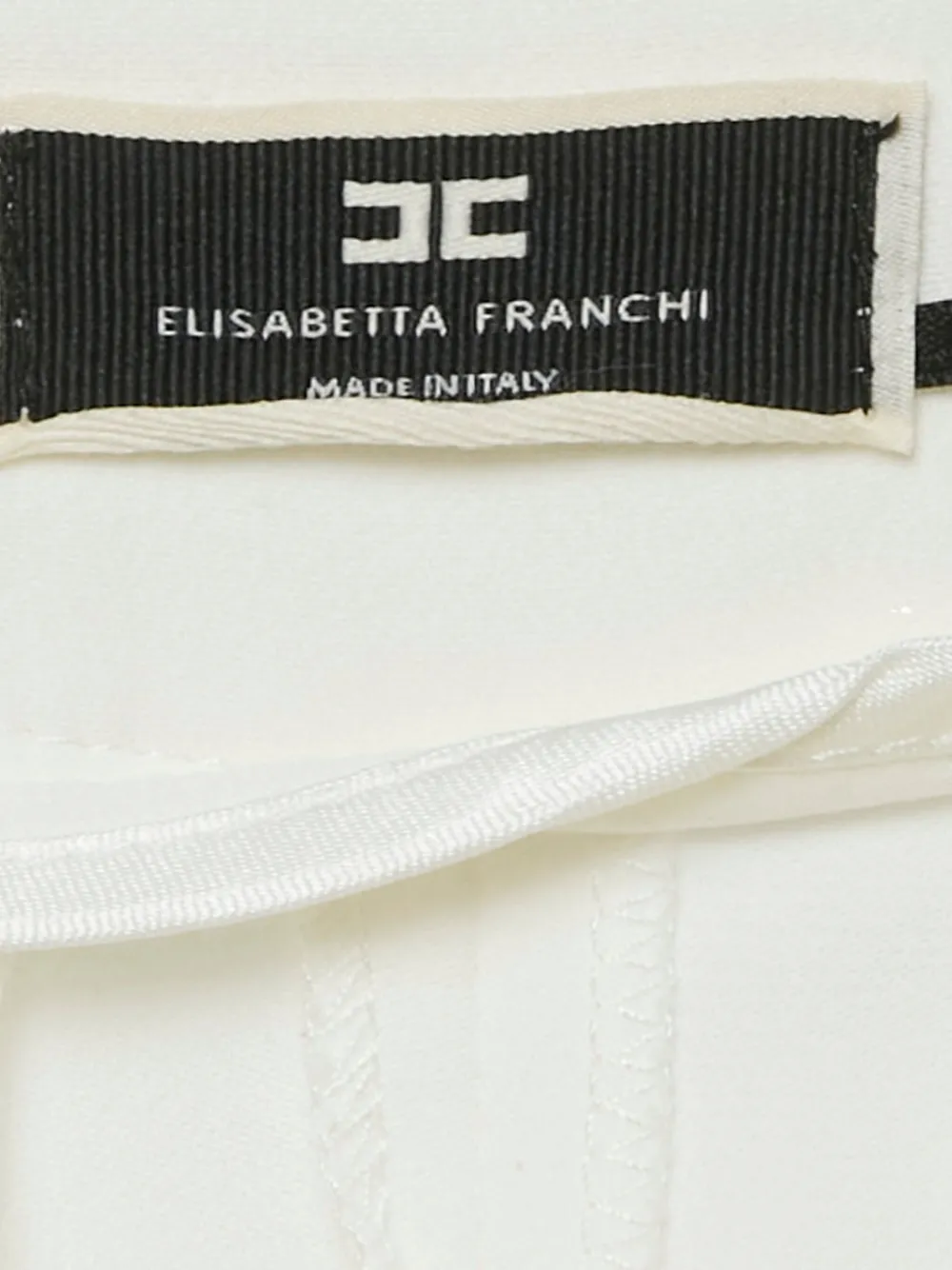 Pre-owned Elisabetta Franchi Bow-detail Crepe Trousers In White