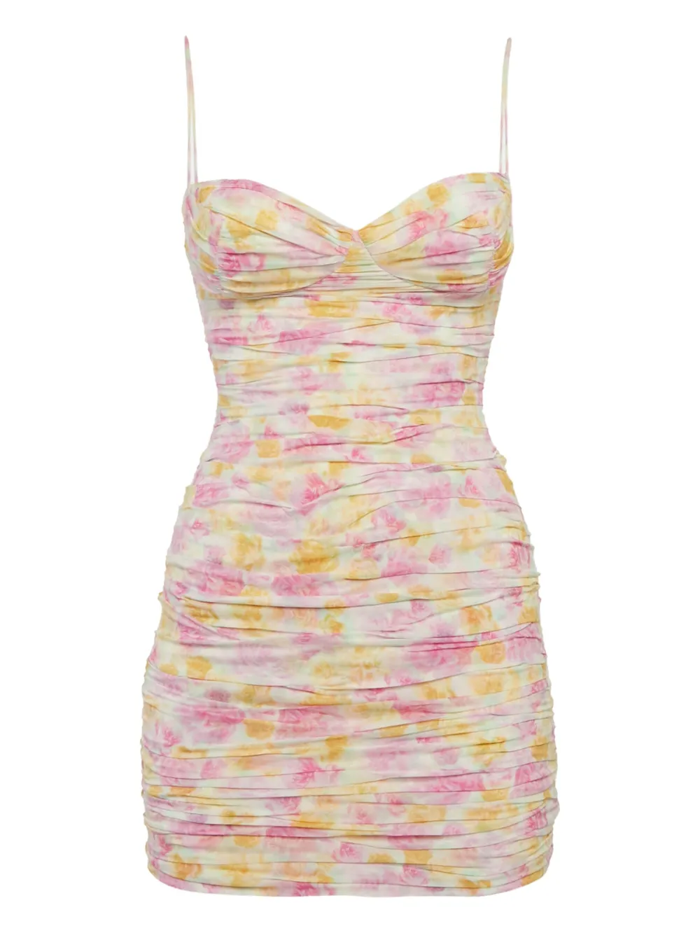 Pre-owned Magda Butrym Floral-print Ruched Dress In Pink