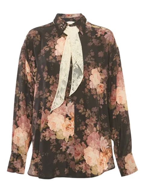 ZIMMERMANN floral-print neck-tie shirt