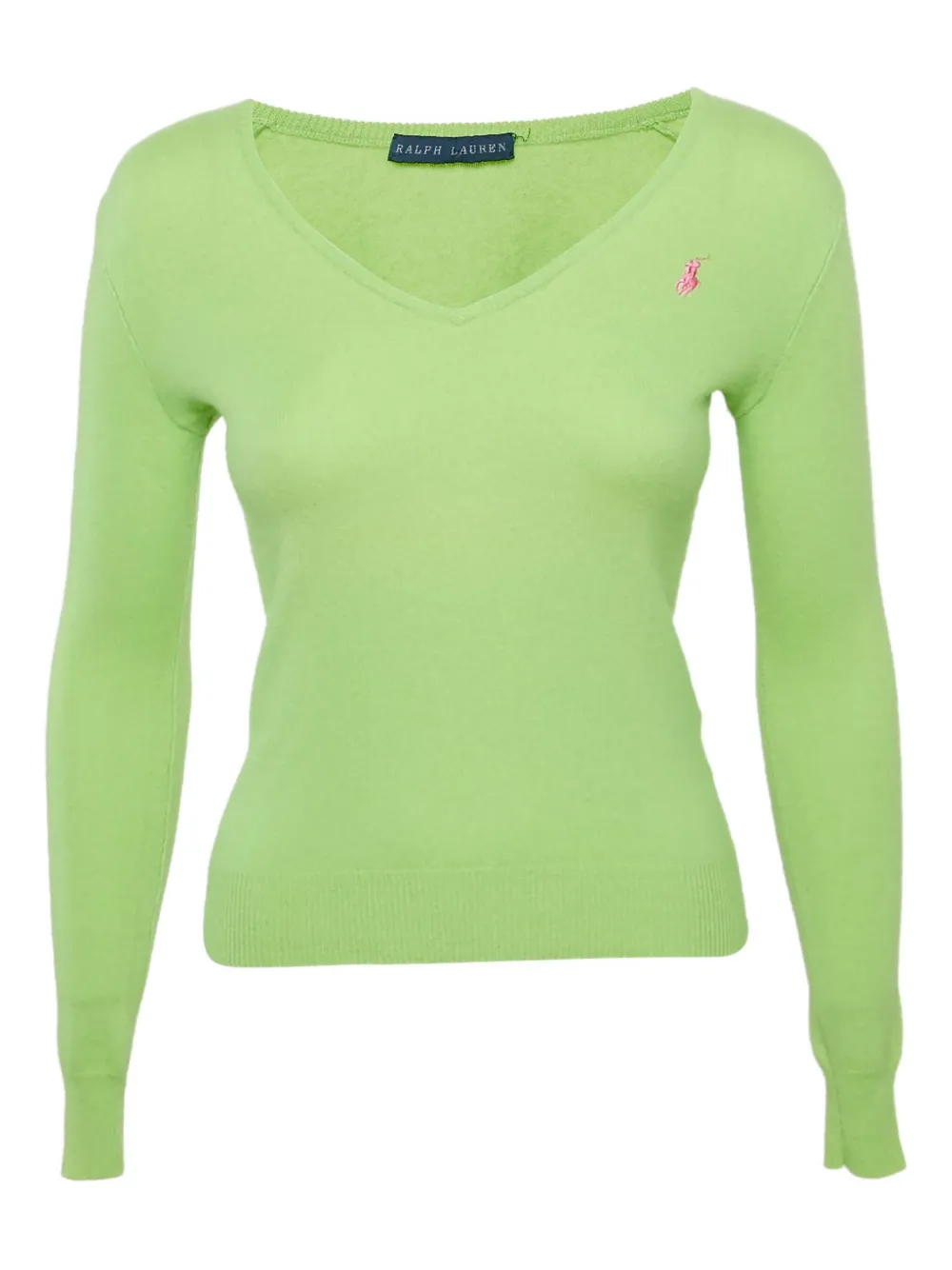 Pre-owned Polo Ralph Lauren Cashmere V-neck Sweater In Green