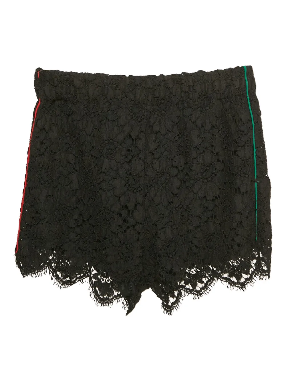 Pre-owned Gucci Lace Scalloped-trim Shorts In Black