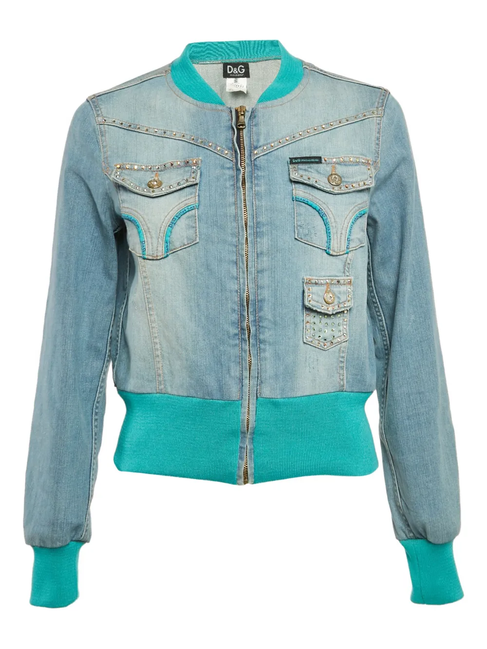 D&G Vintage Giacca denim con cristalli - Blu