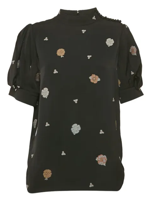 Chloé Pre-Owned floral brocade puff-sleeve top