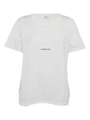 ［Saint Laurent ］ホワイトコットンロゴTシャツ Saint Laurent Reverse Cotton T-shirt | Neutrals | FARFETCH