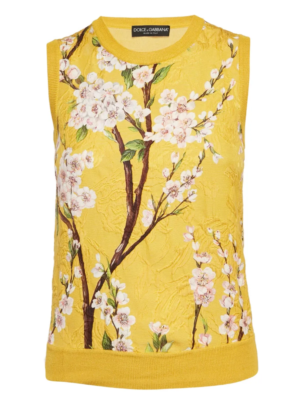 Pre-owned Dolce & Gabbana Floral-print Sleeveless Top In Yellow