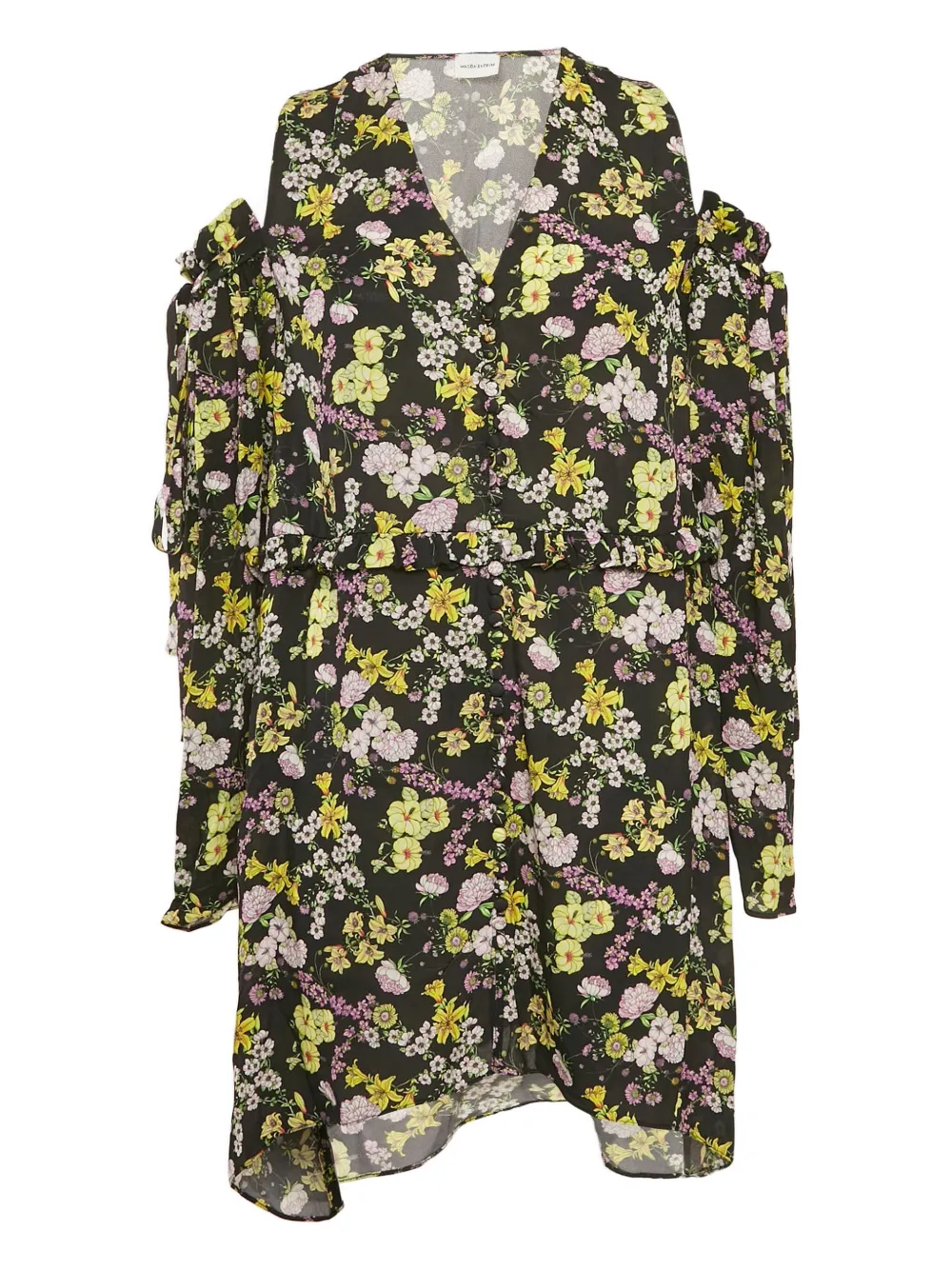 Pre-owned Magda Butrym Floral-print Mini Dress In Black
