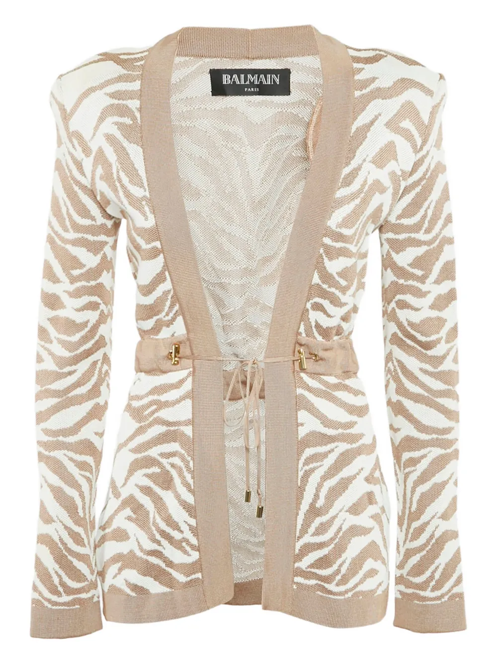 Balmain Pre-Owned zebra-print belted cardigan | Neutrals | Image 1