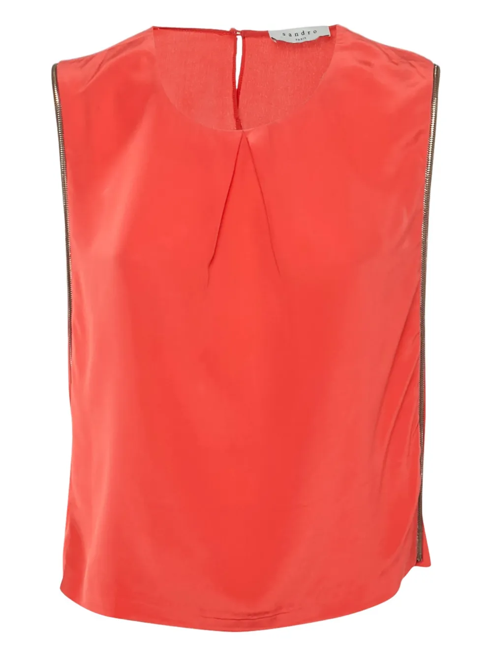 Pre-owned Sandro Metallic-trim Silk Top In Red