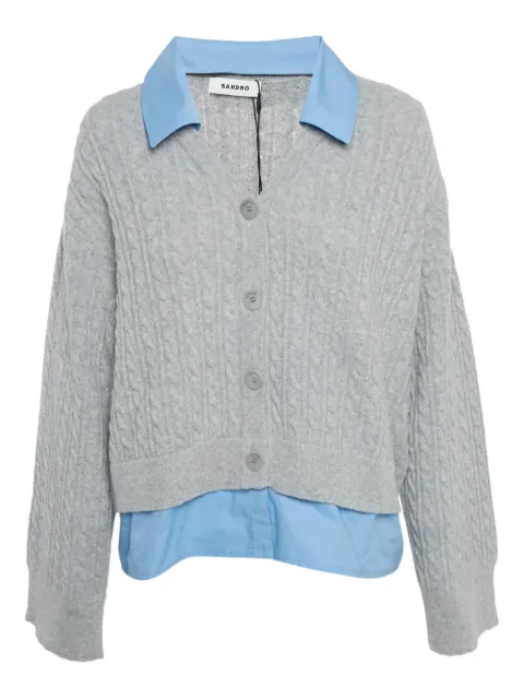 SANDRO cable-knit collared cardigan