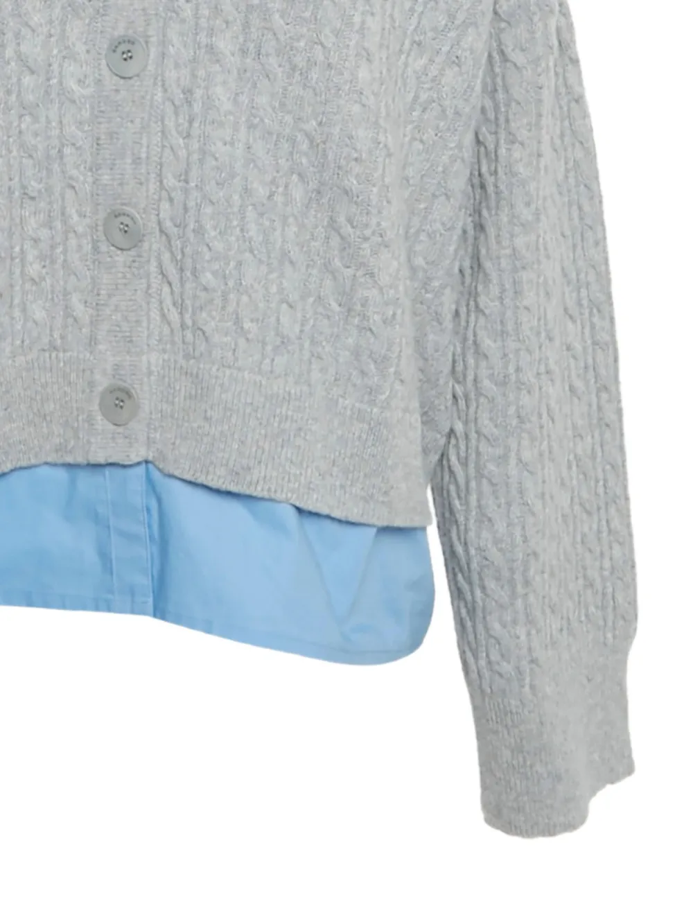 SANDRO Pre-owned Cable-knit Collared Cardigan In Gray