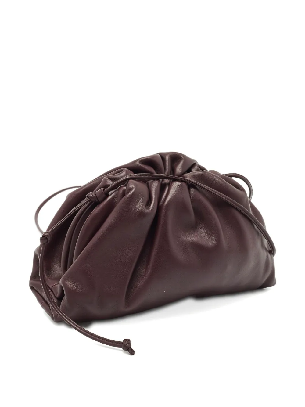 Pre-owned Bottega Veneta Mini Pouch Gathered Leather Clutch In Brown