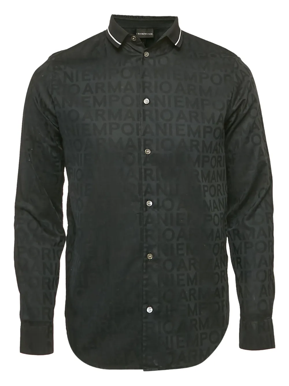 Pre-owned Emporio Armani Logo-print Cotton Shirt In Blue
