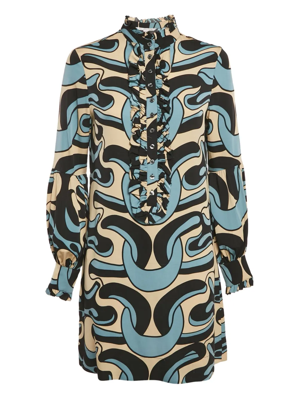 DVF Diane von Furstenberg abstract-print ruffle-front dress | Blue | Image 1