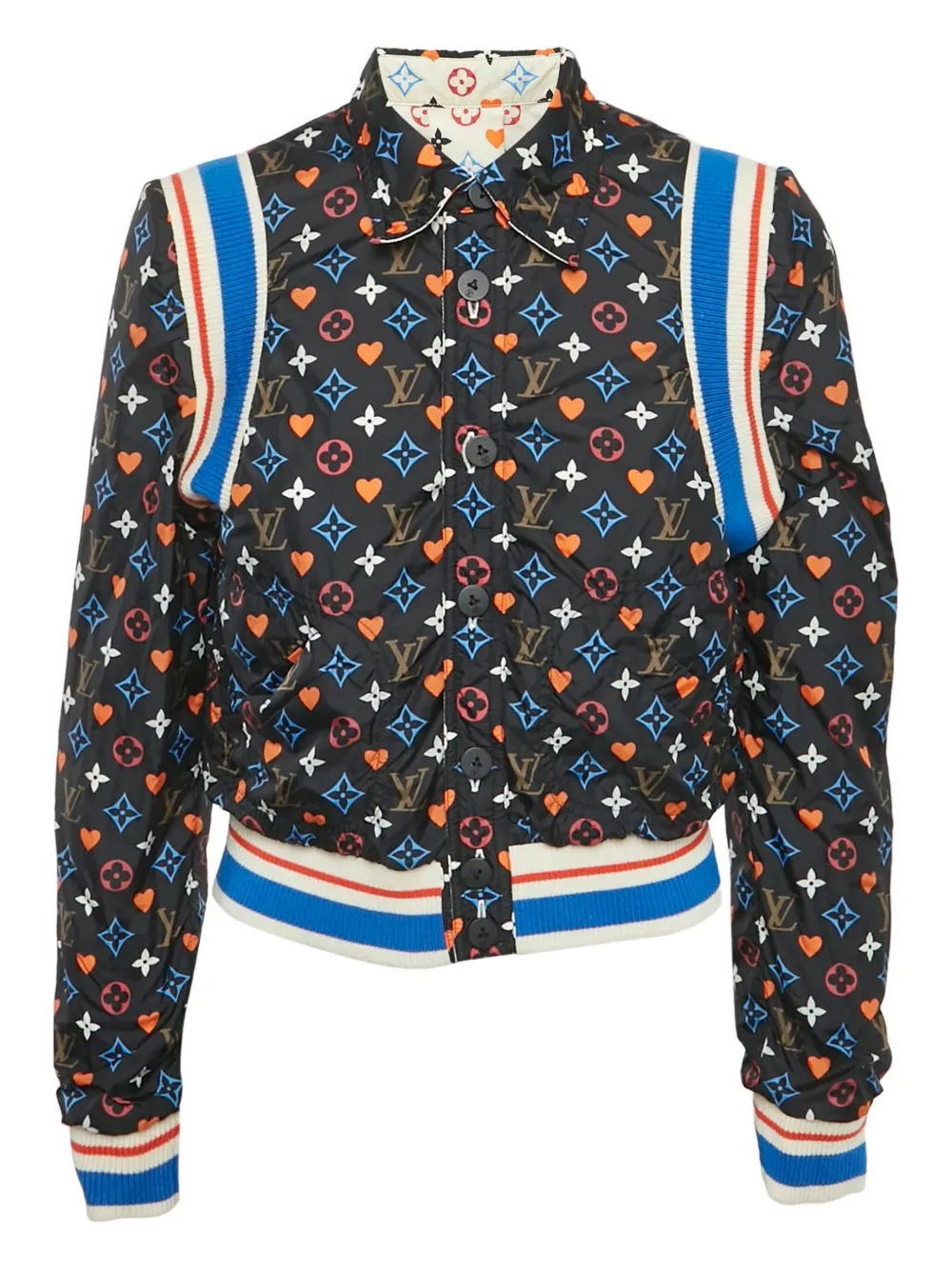 Pre-owned Louis Vuitton Monogram-pattern Bomber Jacket In Black