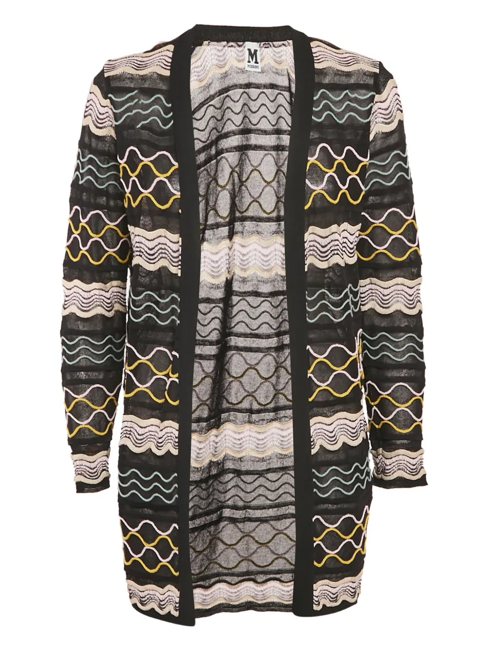 Pre-owned Missoni Wave-pattern Knit Cardigan In Black