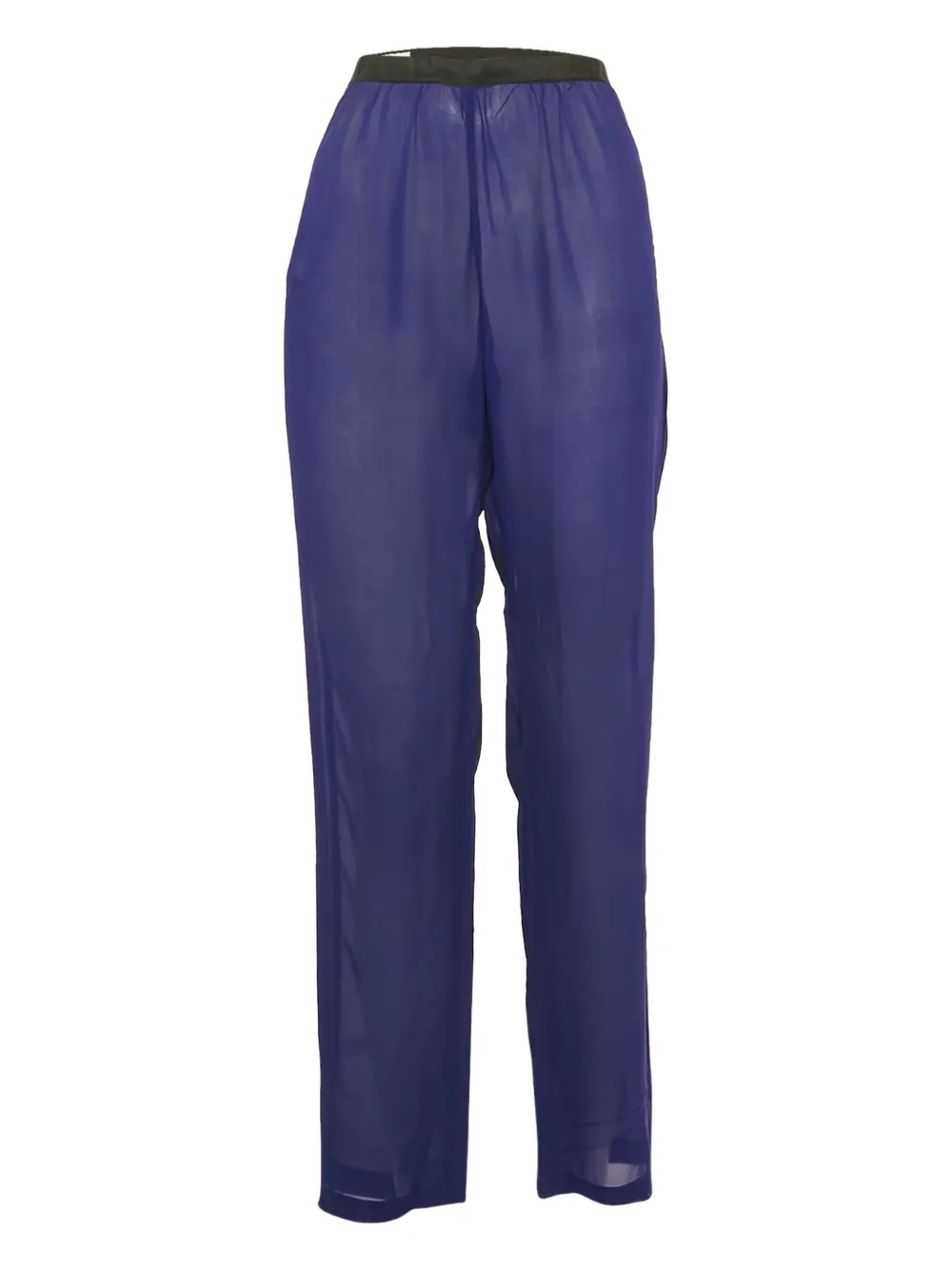 Pre-owned Dries Van Noten Silk Wide-leg Trousers In Blue