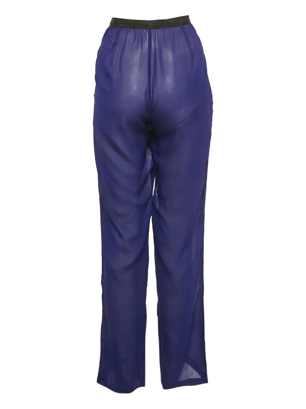 Pre-owned Dries Van Noten Silk Wide-leg Trousers In Blue