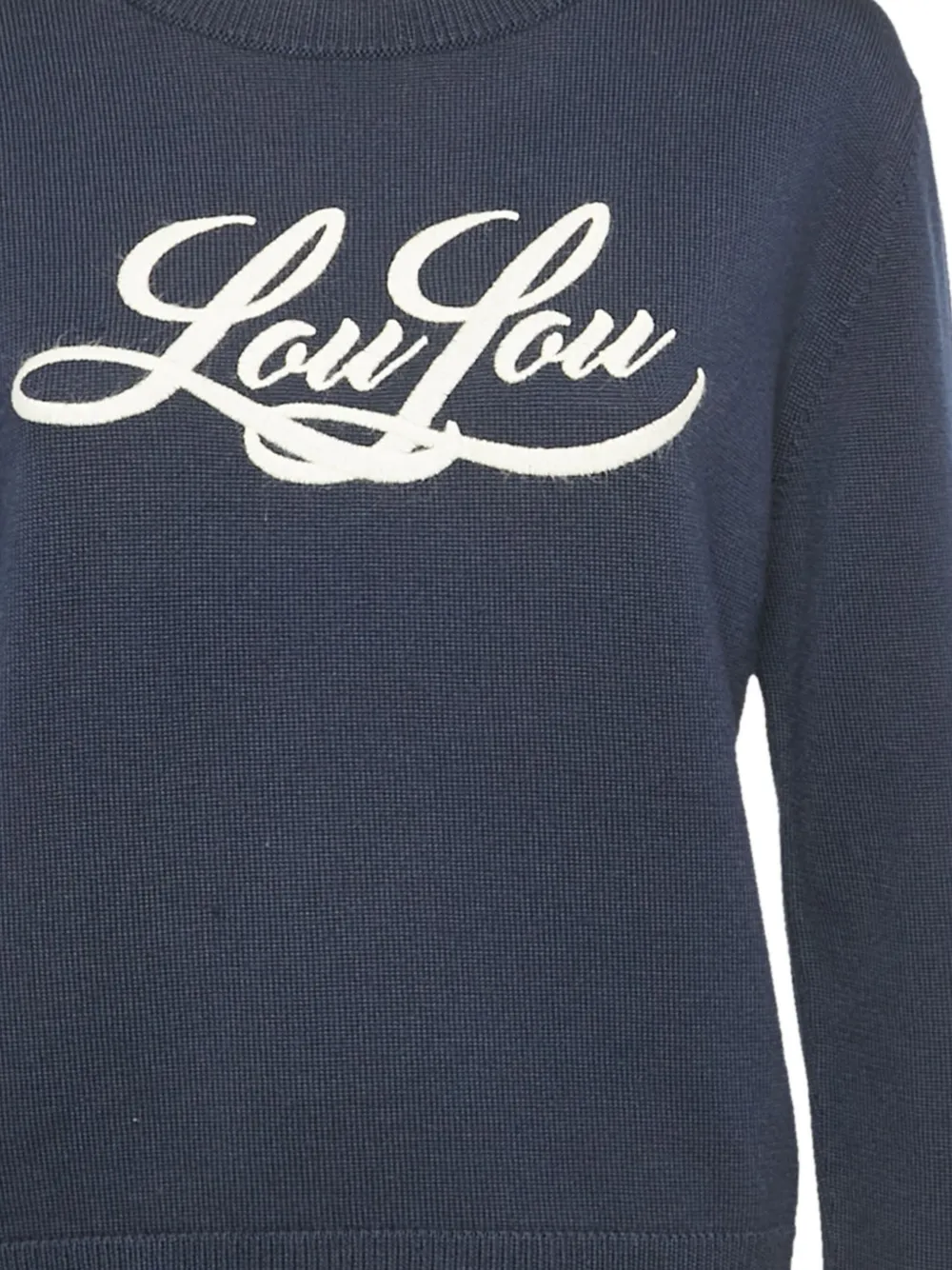 Pre-owned Saint Laurent Ribbed-knit Embroidered Sweater In Blue