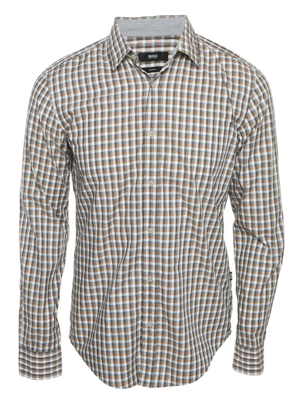 Pre-owned Hugo Boss Checked Cotton Shirt In Brown