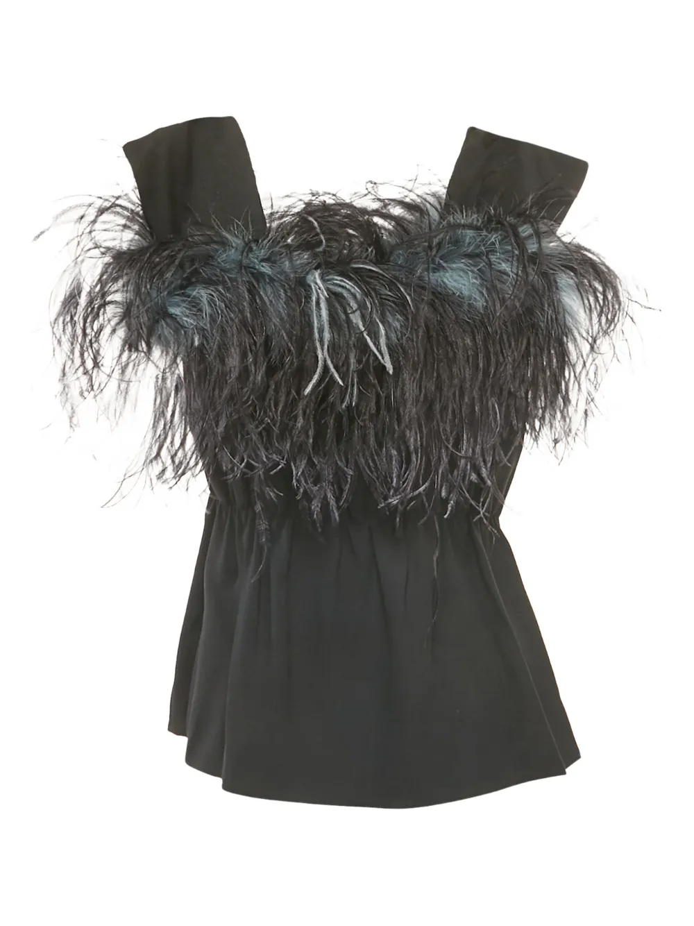 Prada Pre-Owned feather-trim crepe top | Black | Image 1