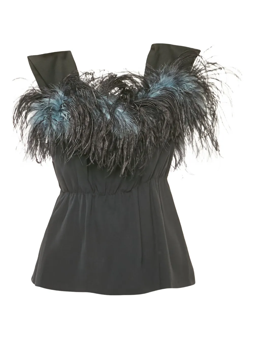 Prada Pre-Owned feather-trim crepe top | Image 2