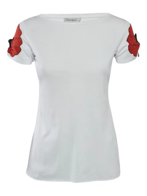 Saint Laurent Pre-Owned floral-appliqué cotton top