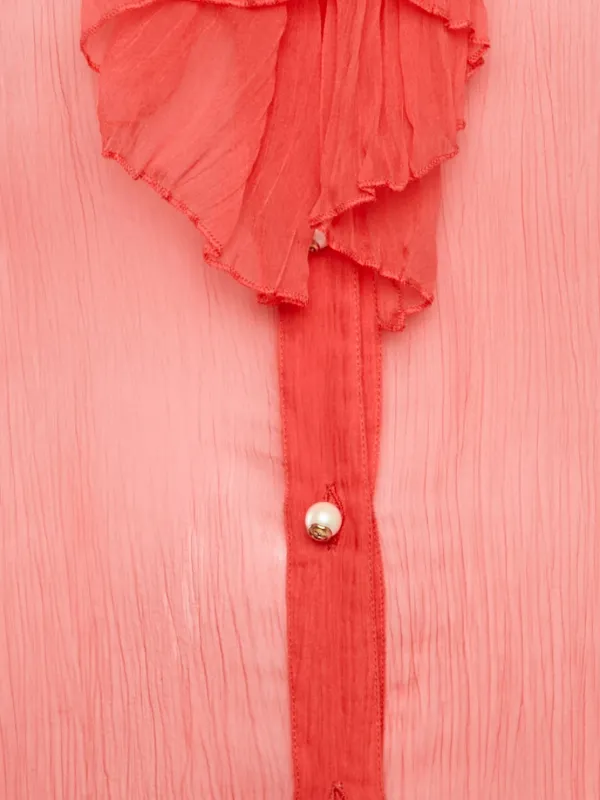 Gucci Pre-Owned ラッフルディテール シルクトップ | ピンク | FARFETCH JP