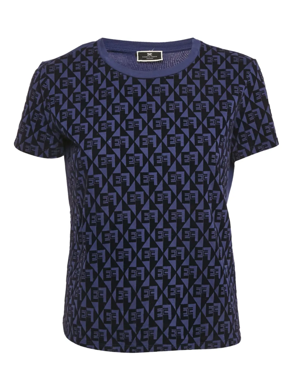 Elisabetta Franchi monogram-pattern T-shirt | Blue | Image 1