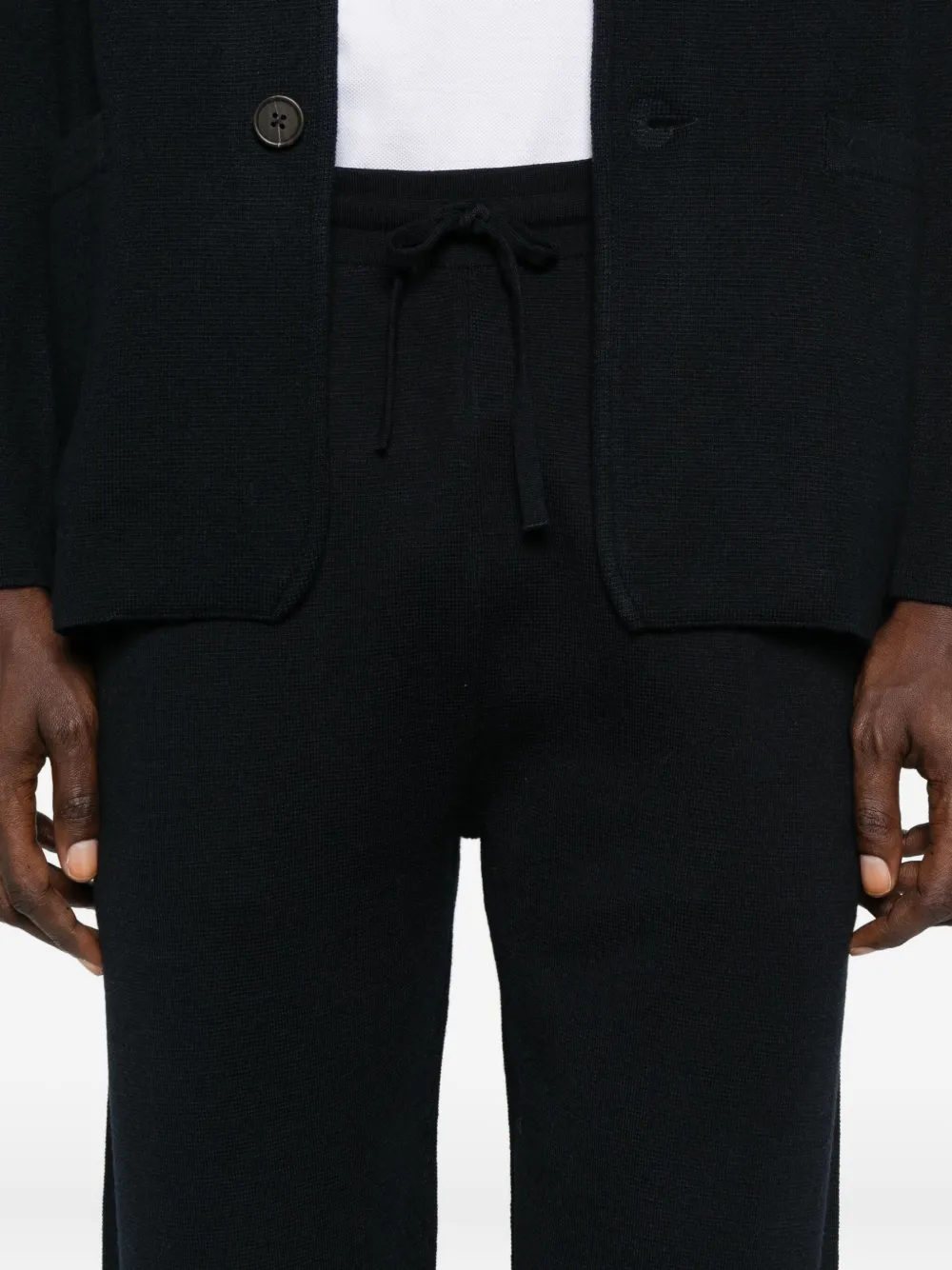 Emporio Armani Drawstring Straight-leg Trousers In Black