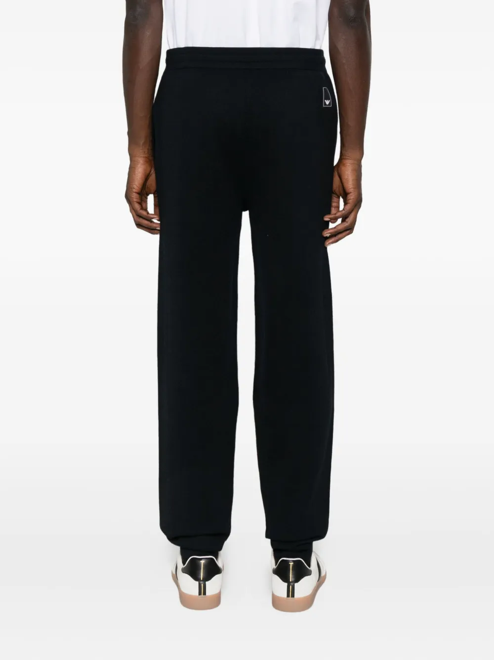 Emporio Armani Drawstring Straight-leg Trousers In Black