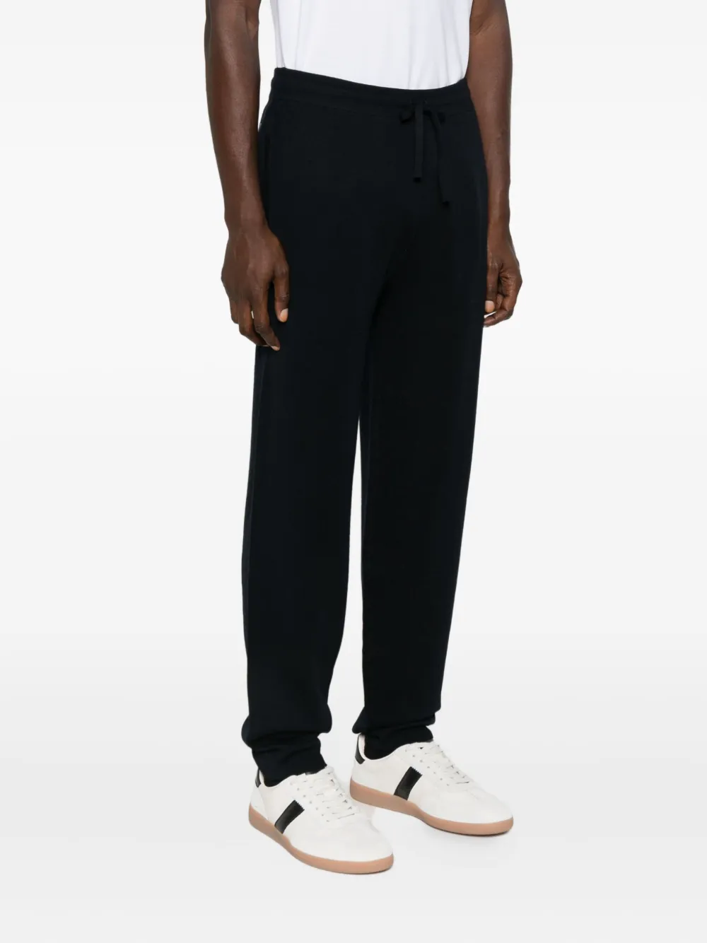 Emporio Armani Drawstring Straight-leg Trousers In Black