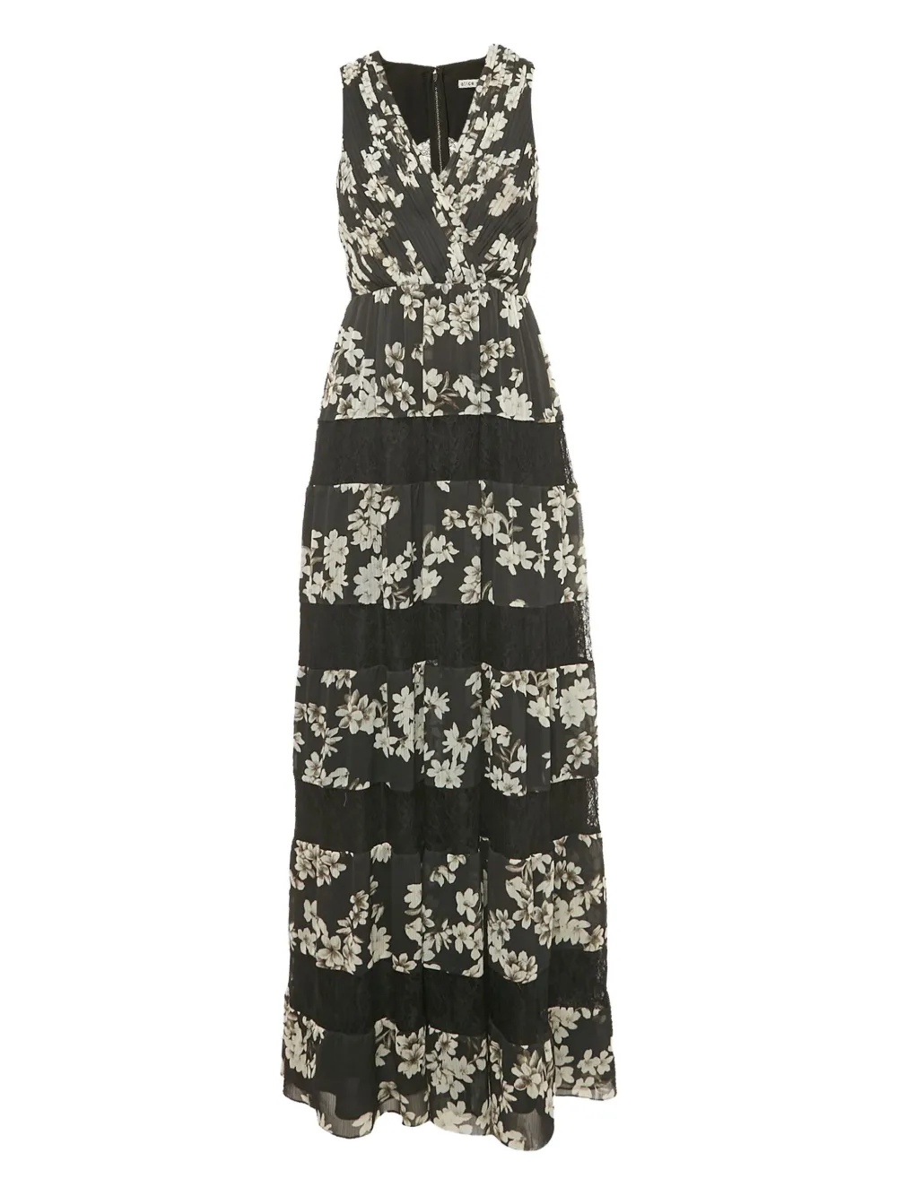 Pre-owned Alice And Olivia Floral-lace Tiered Maxi Dress In Black
